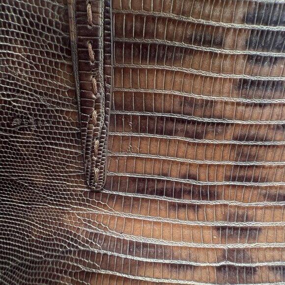 VTG Y2K Faux Snakeskin Double Handles Purse Shoulder Bag Sondra Roberts Brown - Picture 11 of 15